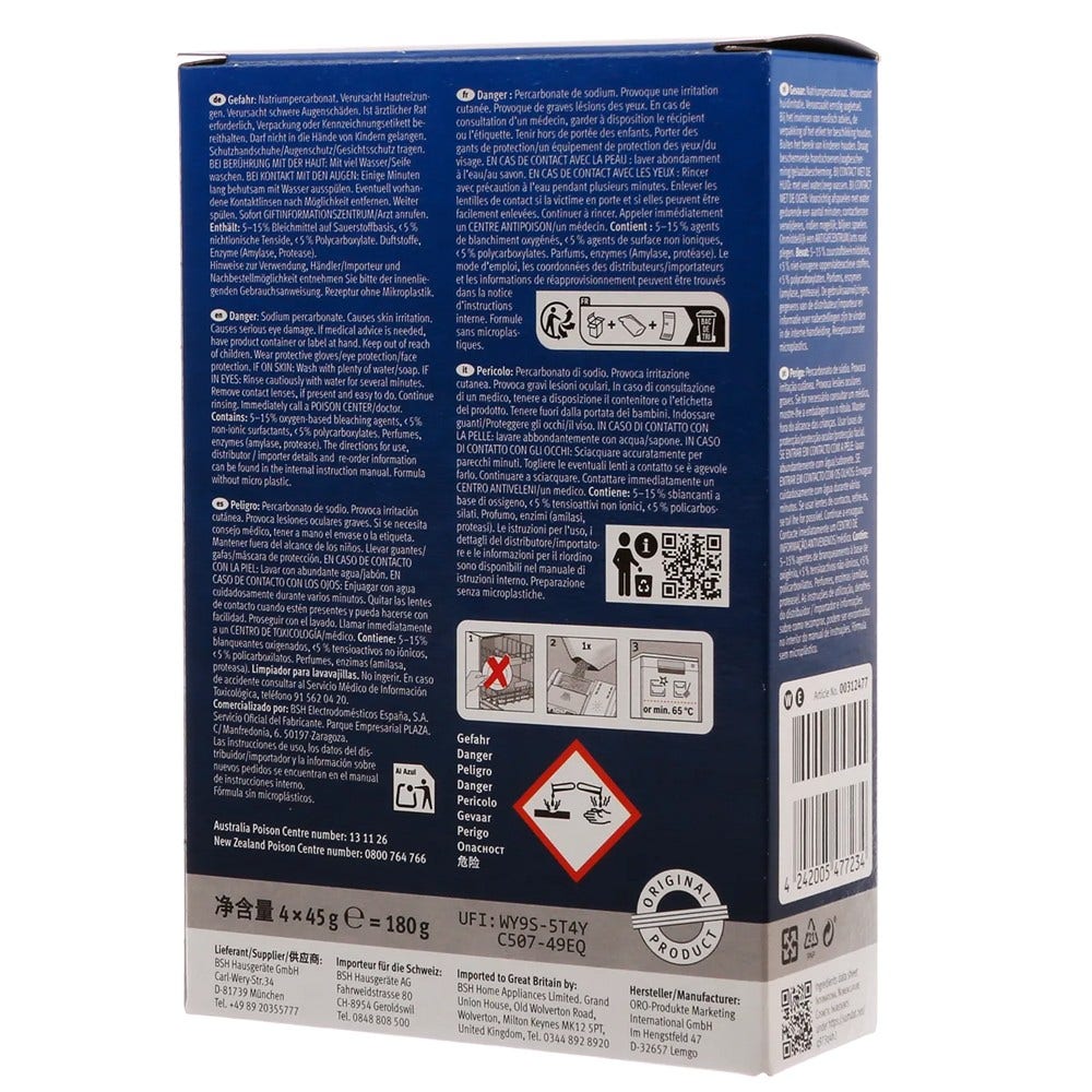 Bosch / Siemens Maschinenreiniger Geschirrspüler 00312477 (4x45g)