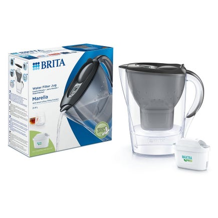 BRITA Marella Wasserfilter Kanne Grau + MAXTRA PRO Filterkartusche 1051121