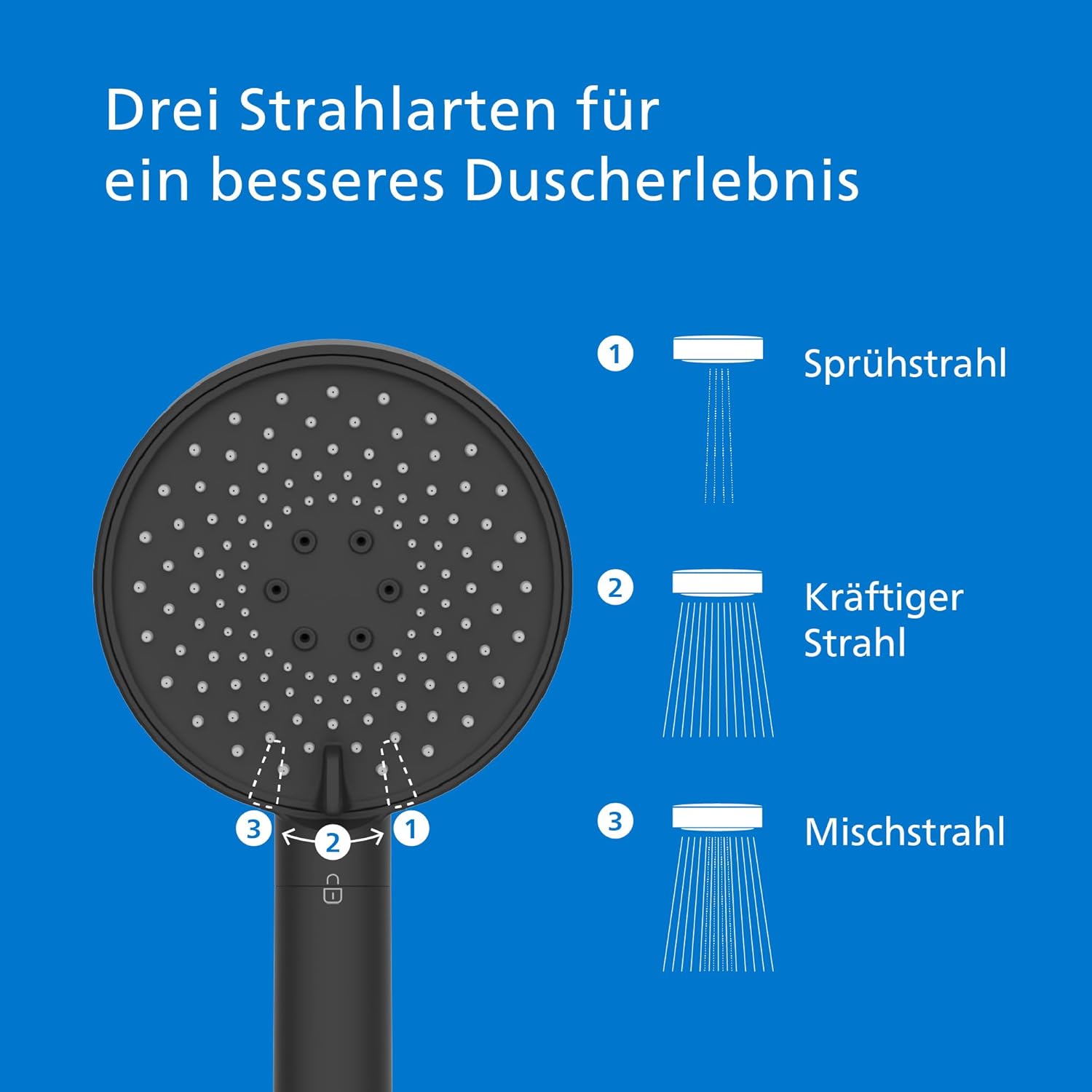 Philips Duschbrause mit Filter Schwarz ASH1516BK (reduzierter Chlor-, Blei- und Pestizidgehalt)