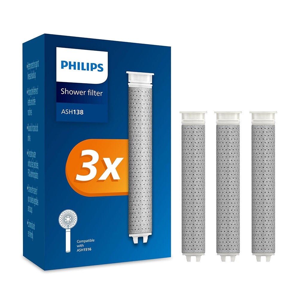 Philips Duschbrause + Ersatzfilter Schwarz (4 Stk.) ASH1516BK / ASH138