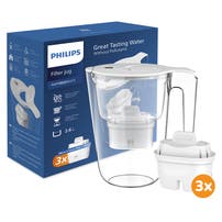 Philips Wasserfilter Kanne 2.6L + 3 Micro X-Clean Wasserfilter (filtert PFAS) AWP2933WHT3