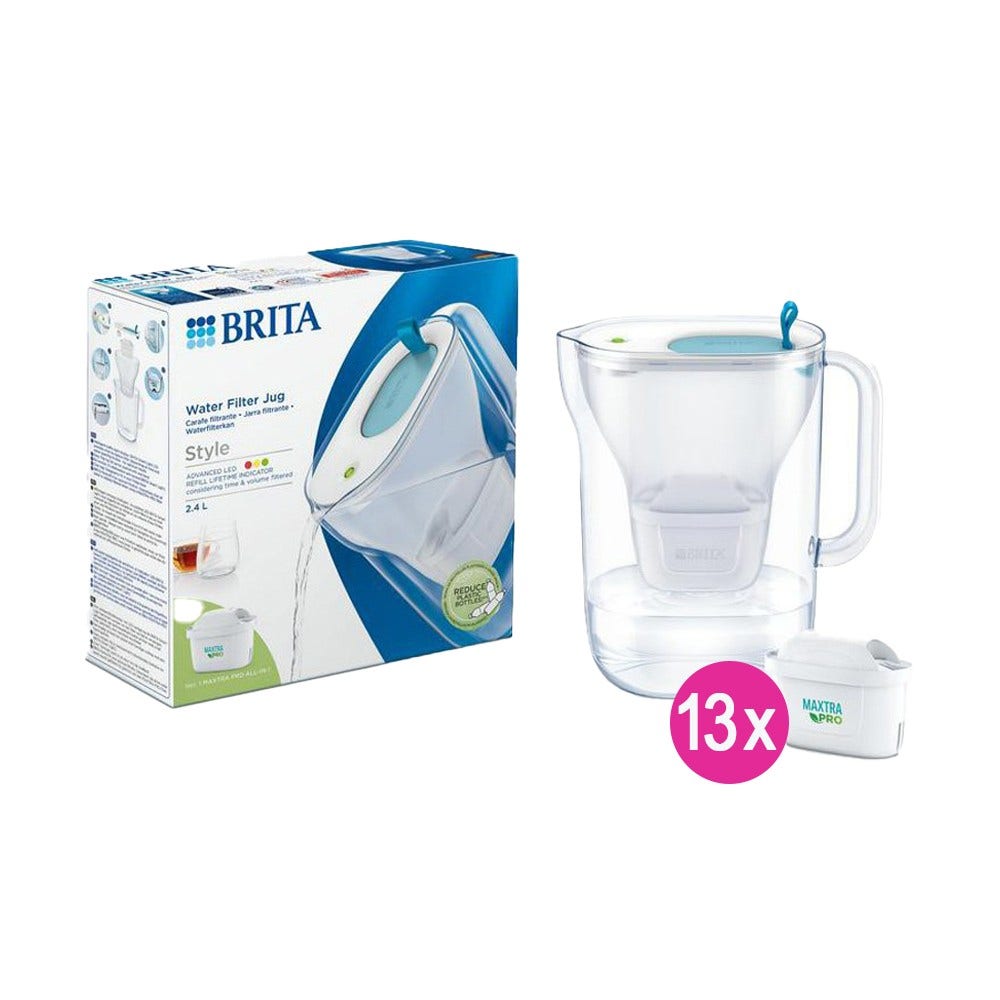 BRITA Style Wasserfilter Kanne + 13 MAXTRA PRO Wasserfilter (filtert PFAS)