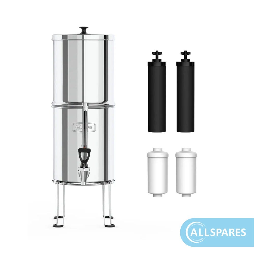 Schwerkraft-Wasserfilter Set aus Edelstahl (8,5L) – inkl. 2 Aktivkohle- & 2 Fluoridfilter