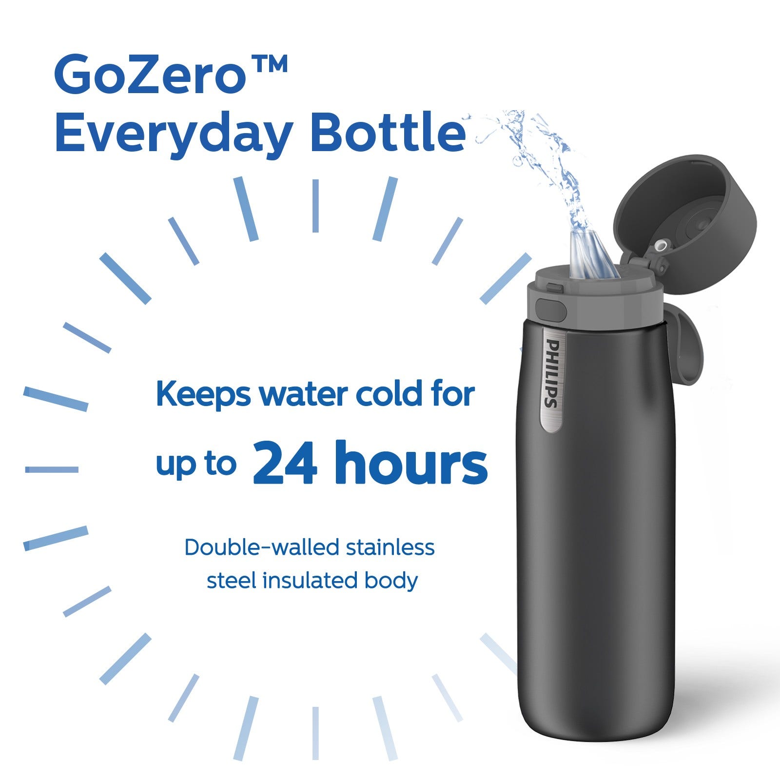 Philips GoZero Daily Insulated Trinkflasche (550 ml) Grau AWP2771GRR