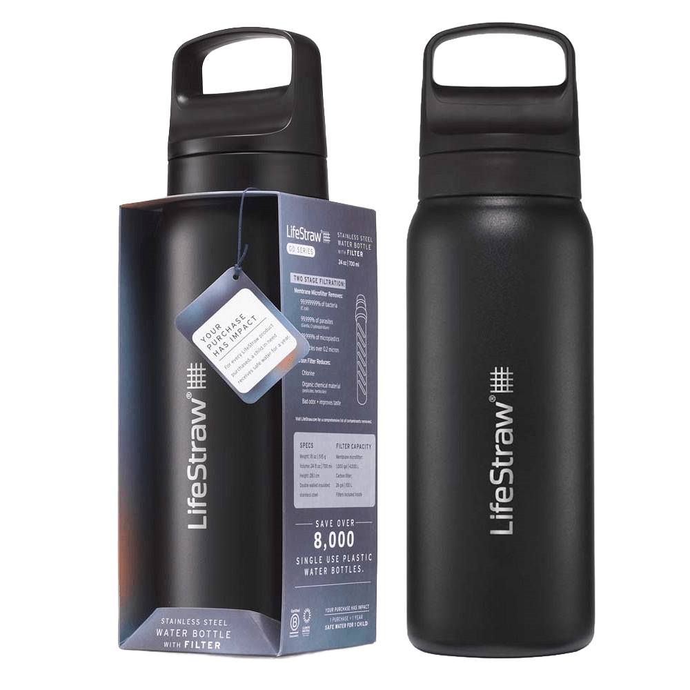LifeStraw Go 2.0 Series Edelstahl-Trinkflasche Schwarz (1000 ml)