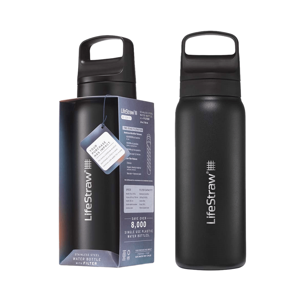 LifeStraw Go 2.0 Series Edelstahl-Trinkflasche Schwarz (700 ml)