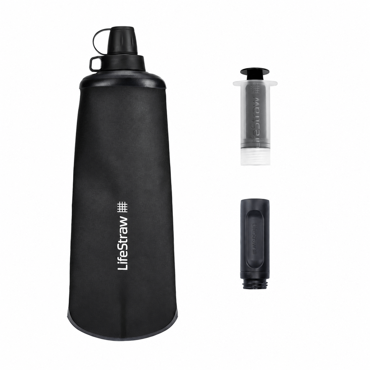 LifeStraw Peak Series Collapsible Squeeze Bottle 1l Dunkles Berggrau