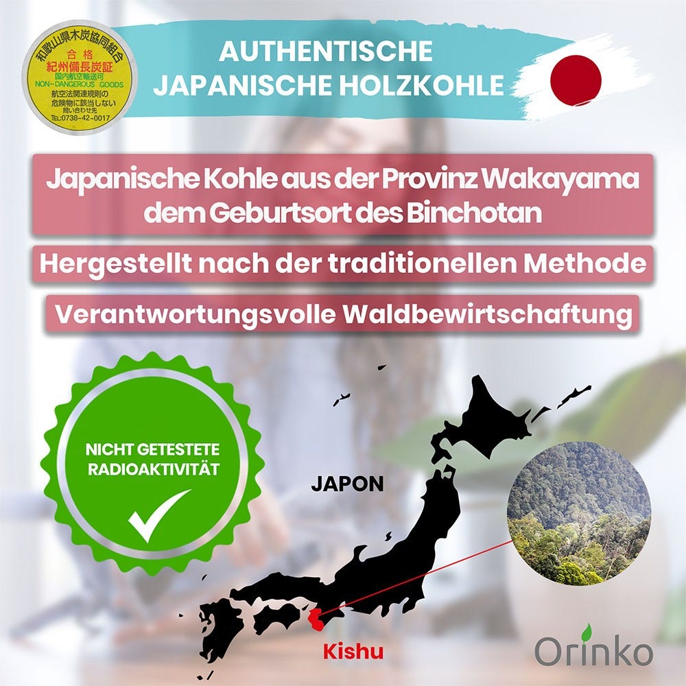 Orinko Japanische Binchotan-Aktivkohlestäbchen Wasserfilter (150gr)