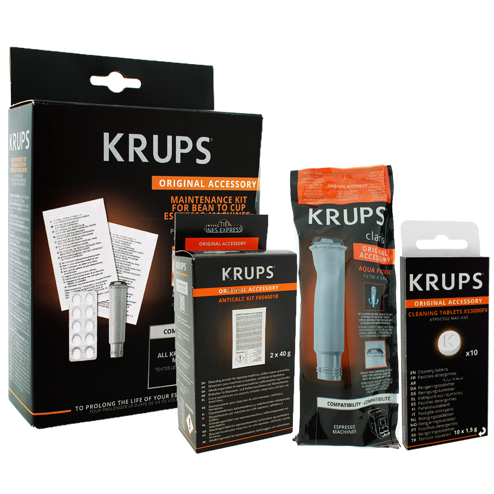 Krups Pflegemittelset Wasserfilter + Reinigungstabletten + Entkalkungspulver