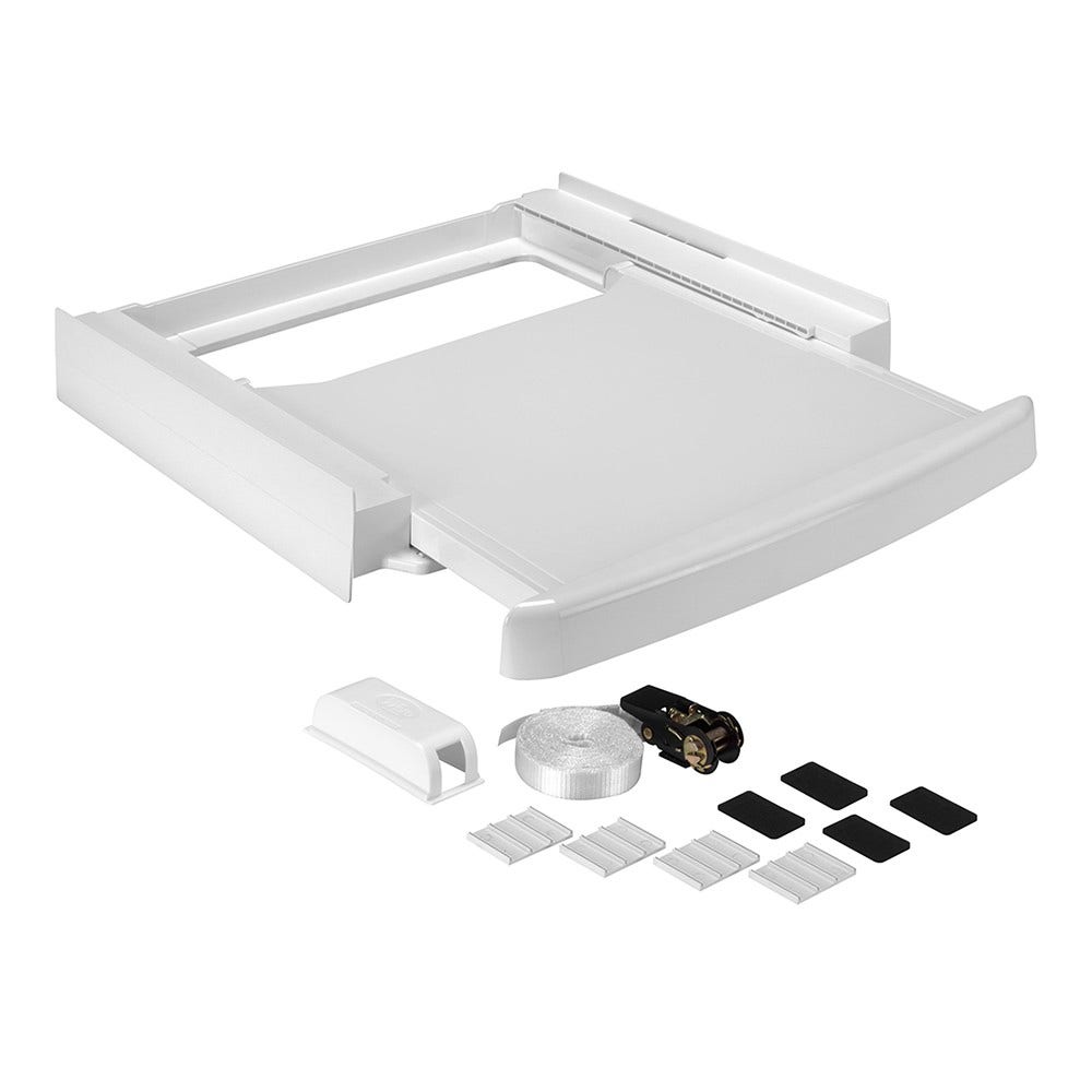 Wpro SKN101 - Waschmaschinenzubehör/ Verbindungsrahmen m. Ablage / Waschmaschine und Trockner/ Universell für alle Marken/ 60x60cm